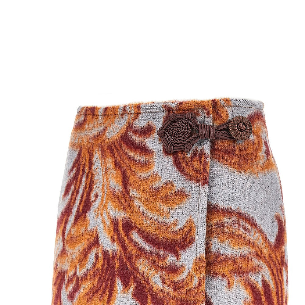 Jacquard wool-blend mini skirt