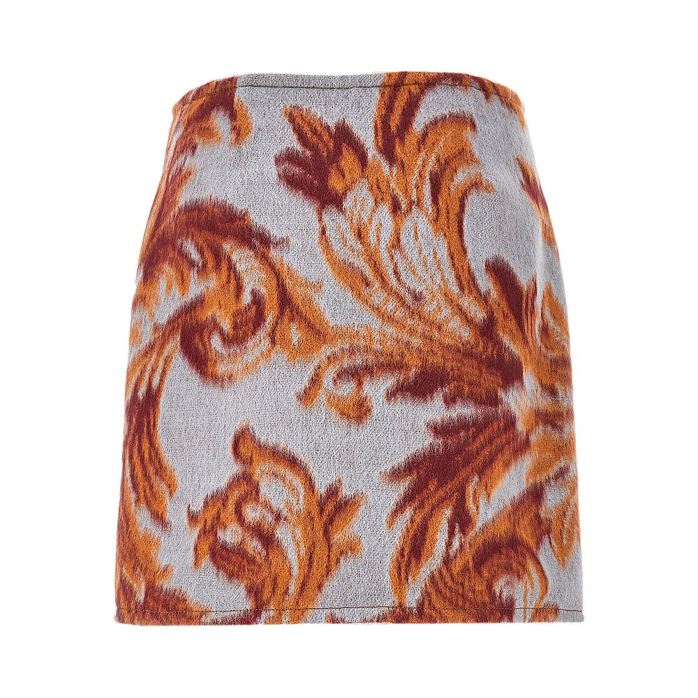Jacquard wool-blend mini skirt