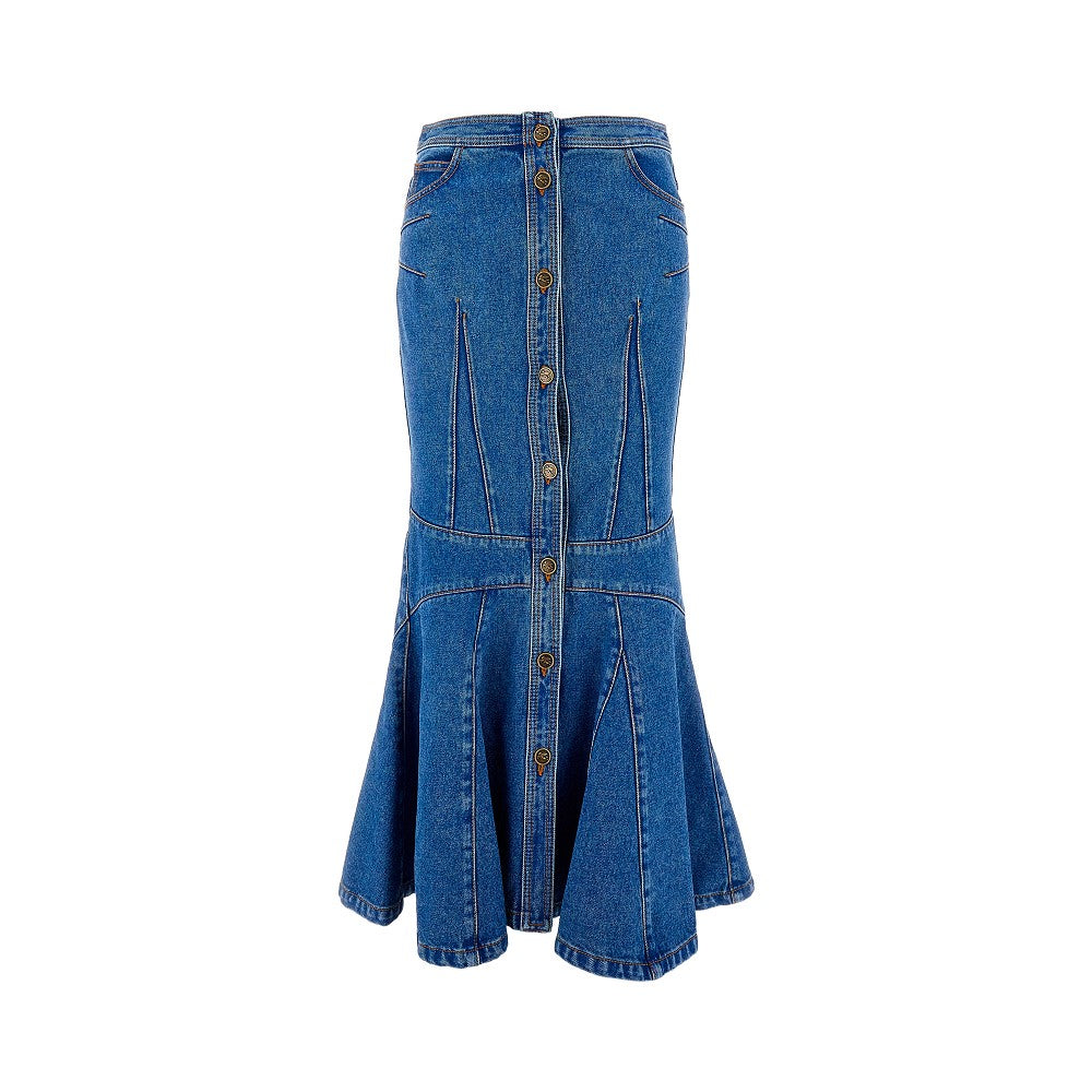 Gonna midi svasata in denim