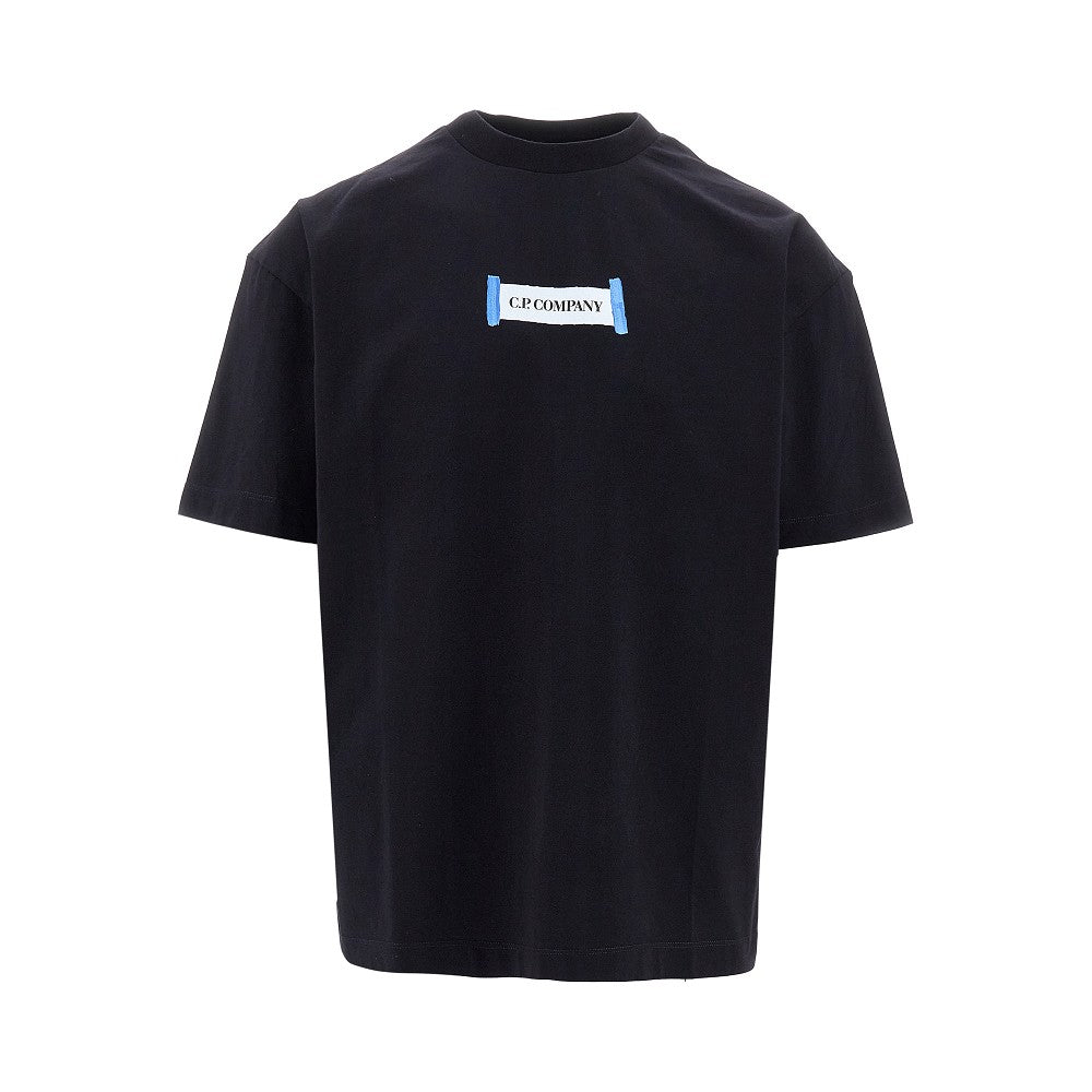 T-shirt con stampa logo effetto pittura