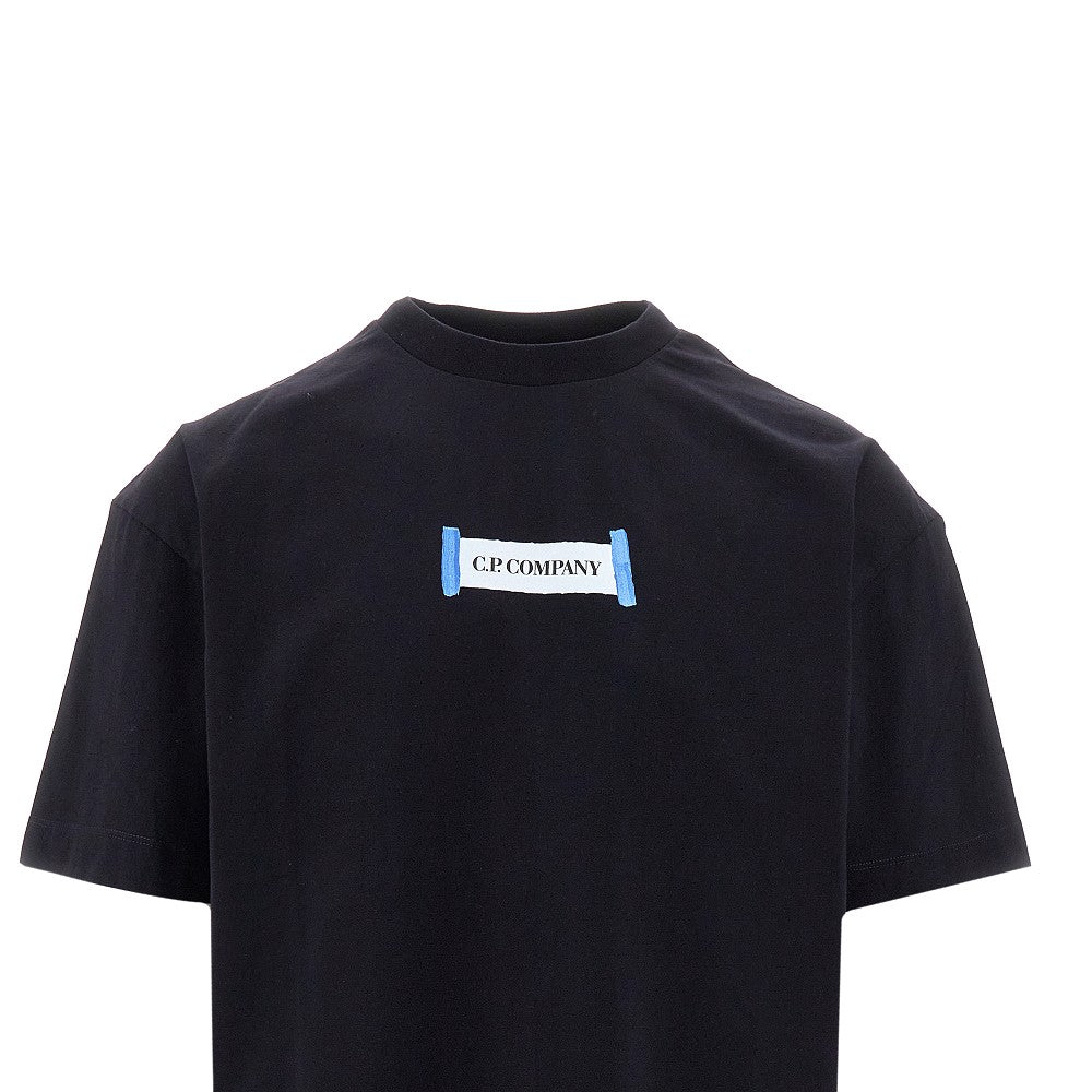 T-shirt con stampa logo effetto pittura