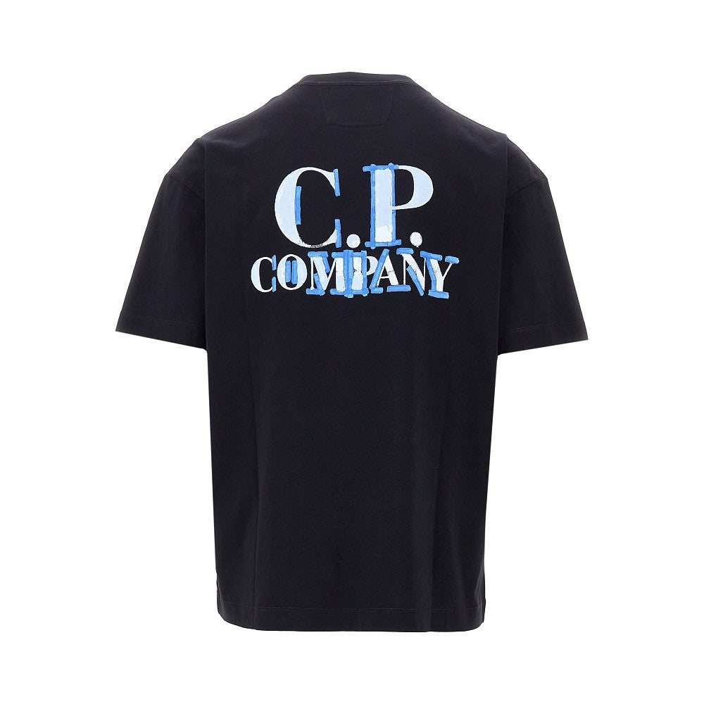 T-shirt con stampa logo effetto pittura
