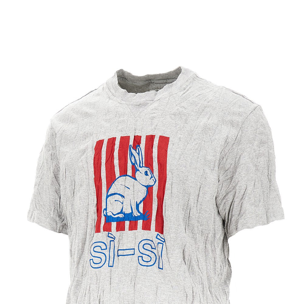 Rabbit print froissé jersey T-shirt