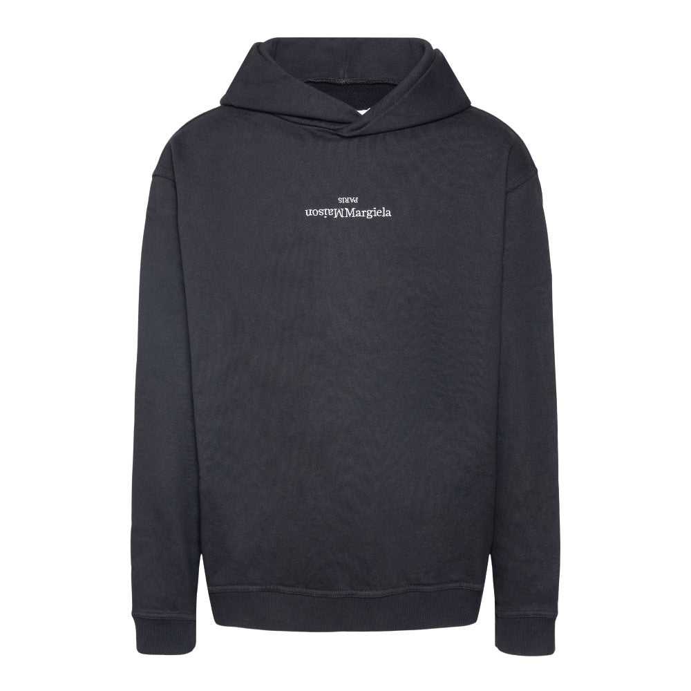 Upside-down logo embroidery hoodie