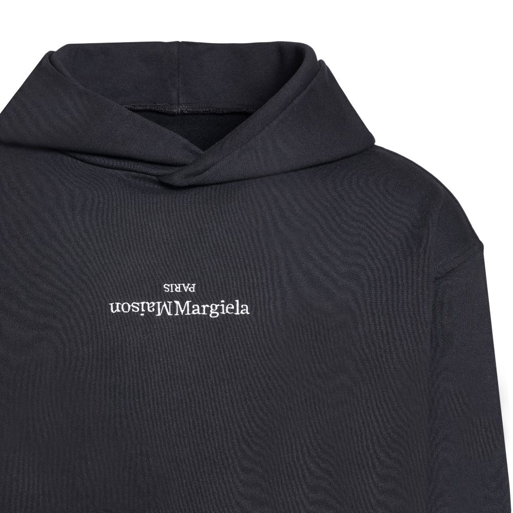 Upside-down logo embroidery hoodie