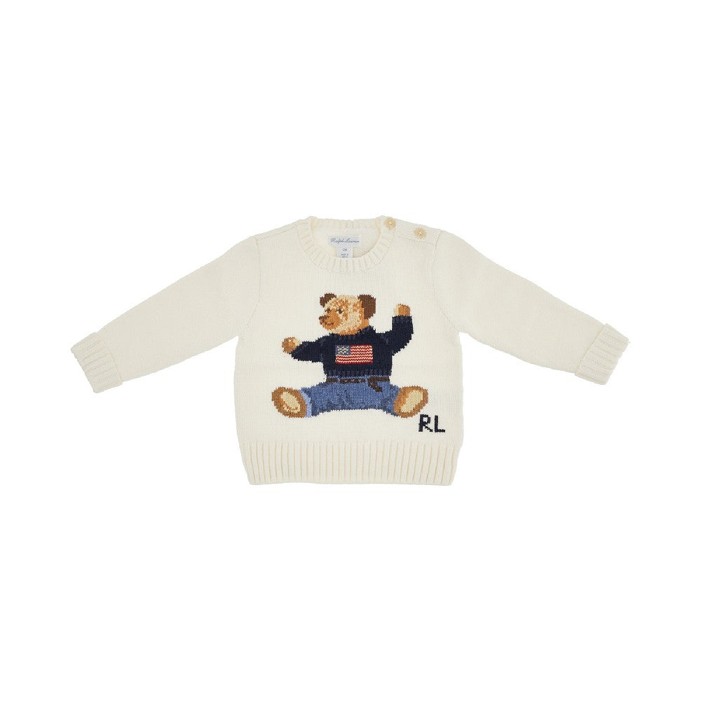 Bear inlay cotton sweater