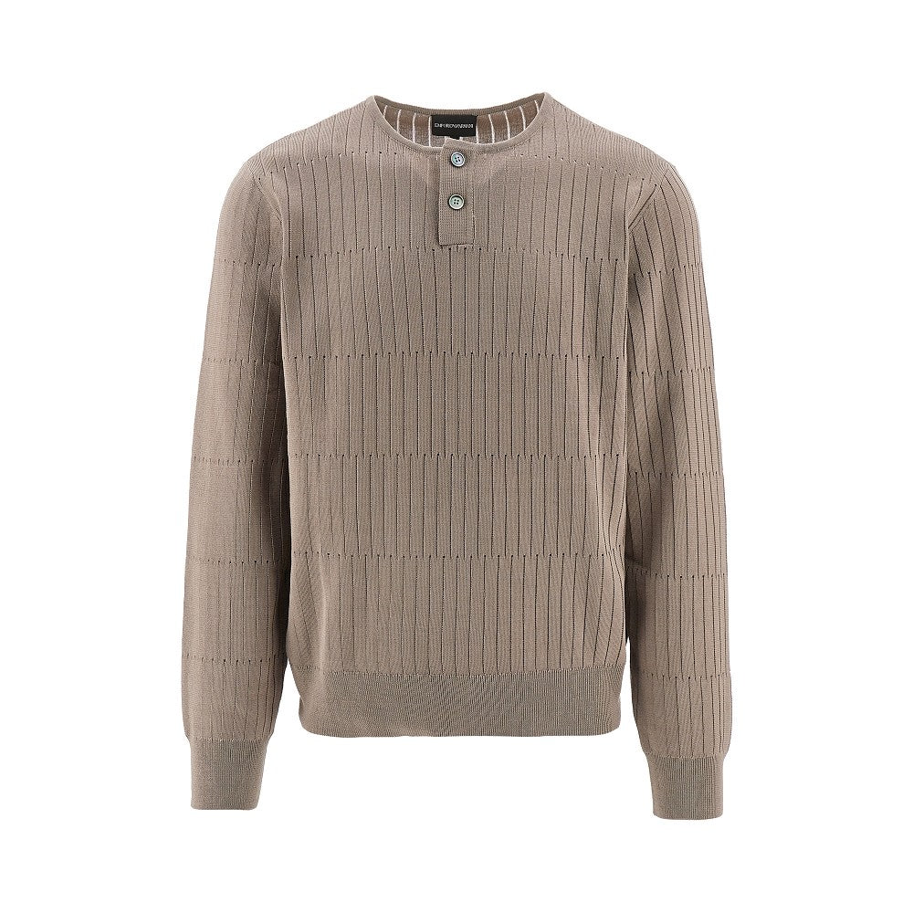 Pullover in cotone con collo serafino