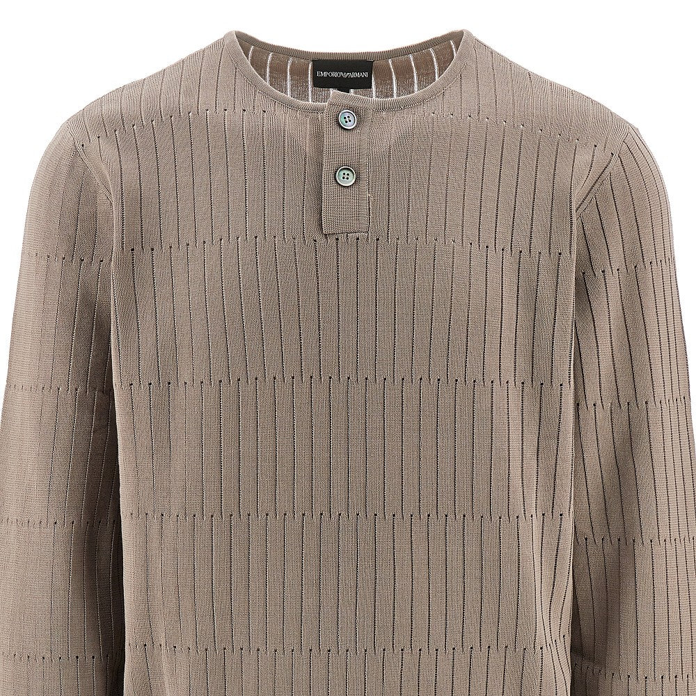 Pullover in cotone con collo serafino