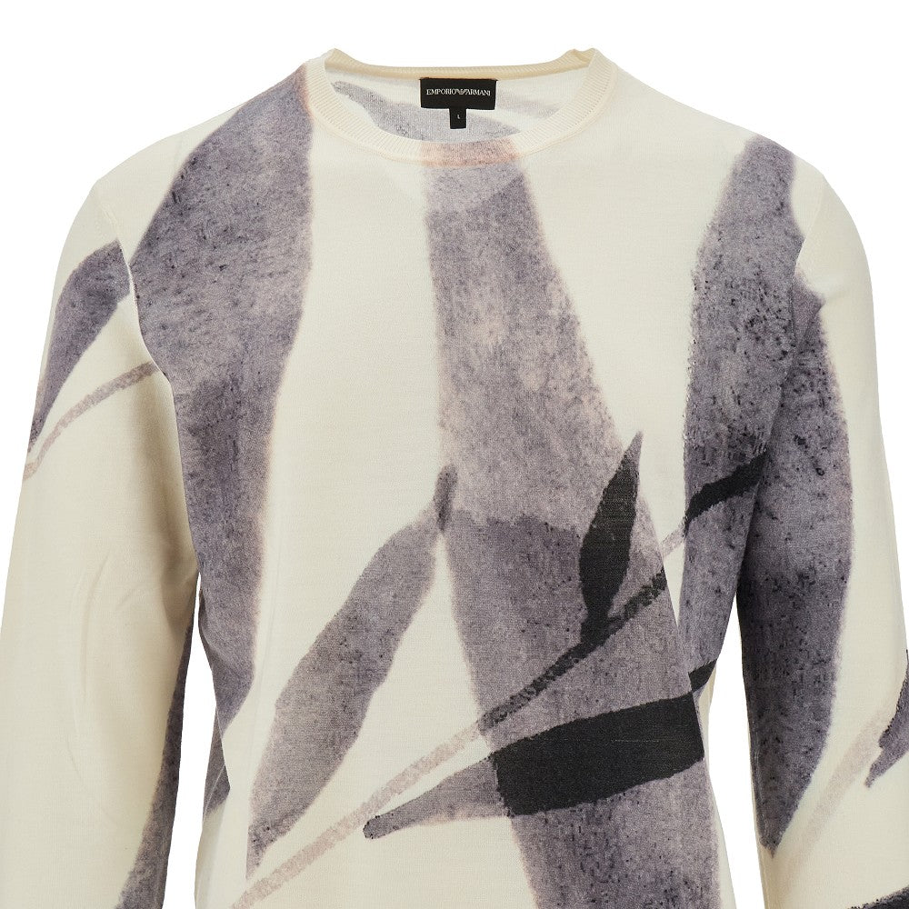 Pullover in lana stampa foliage