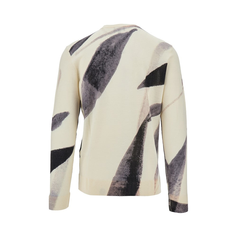 Pullover in lana stampa foliage