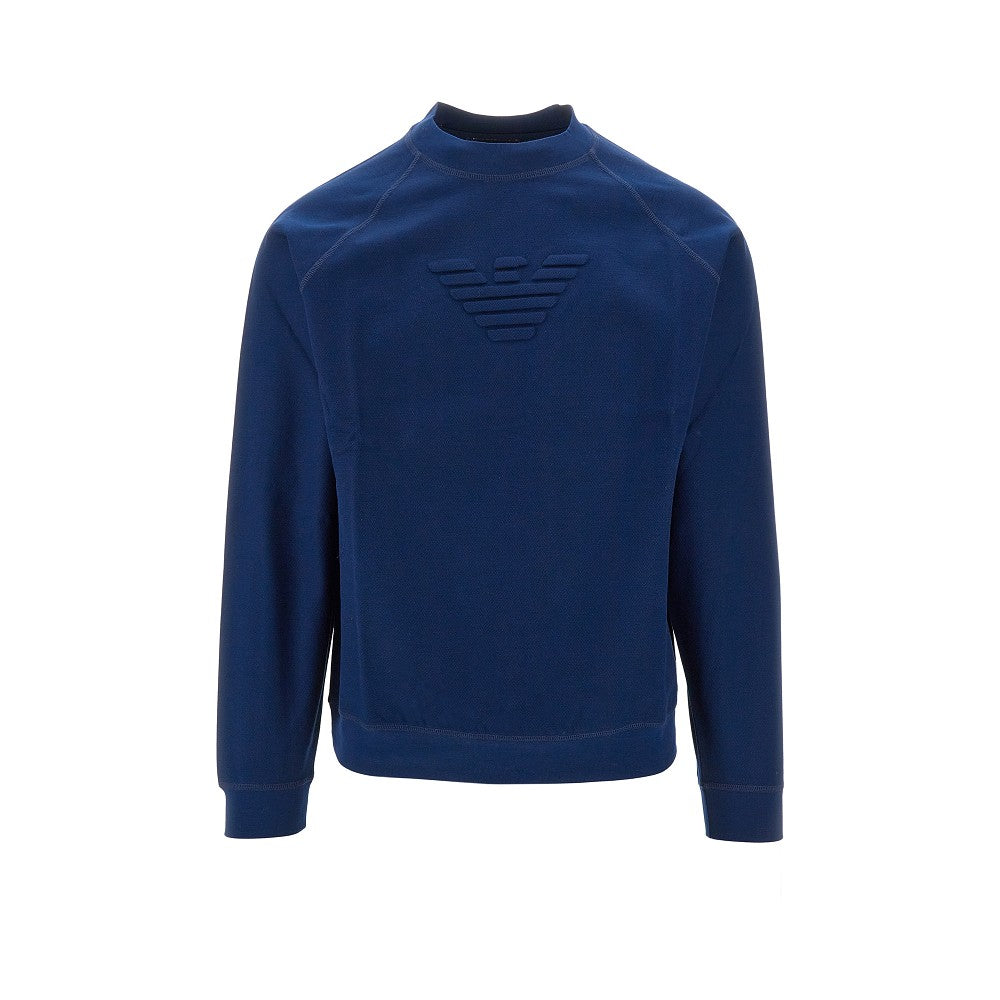 Embossed logo piquet sweatshirt
