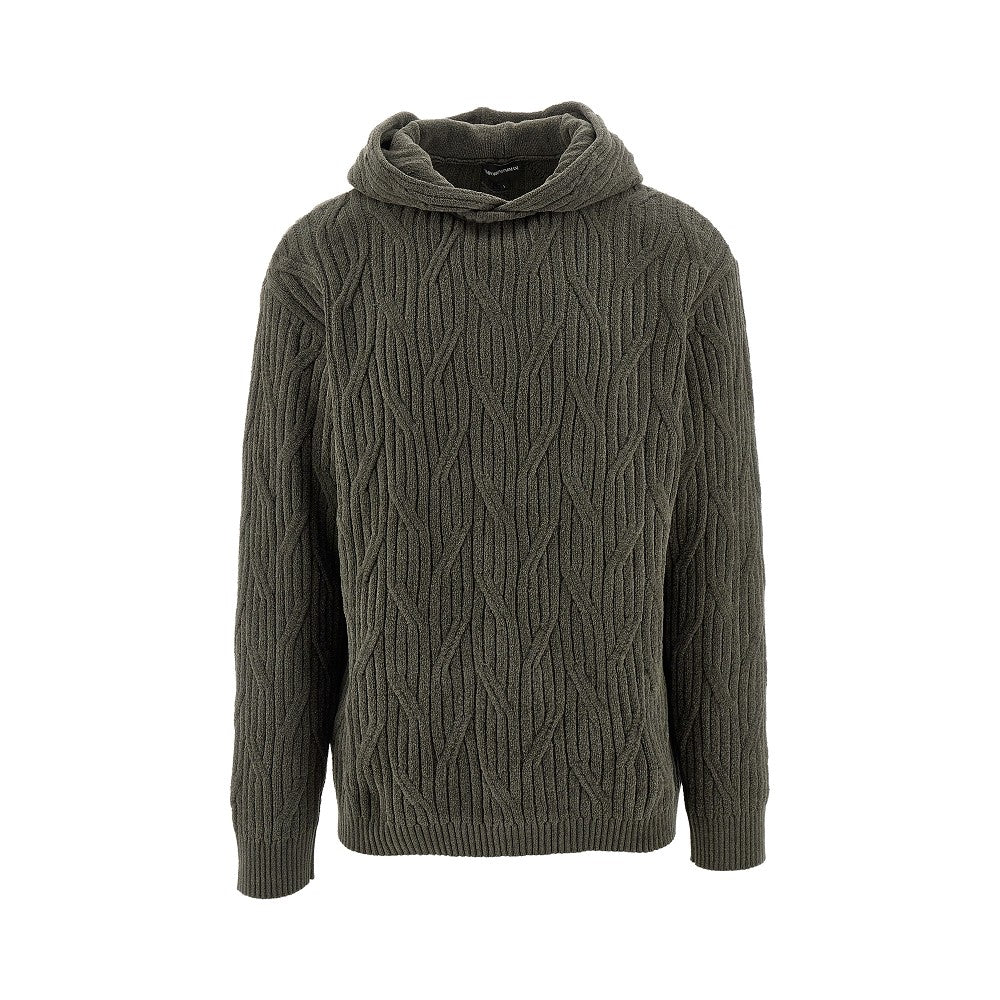 Pullover in misto cotone con cappuccio