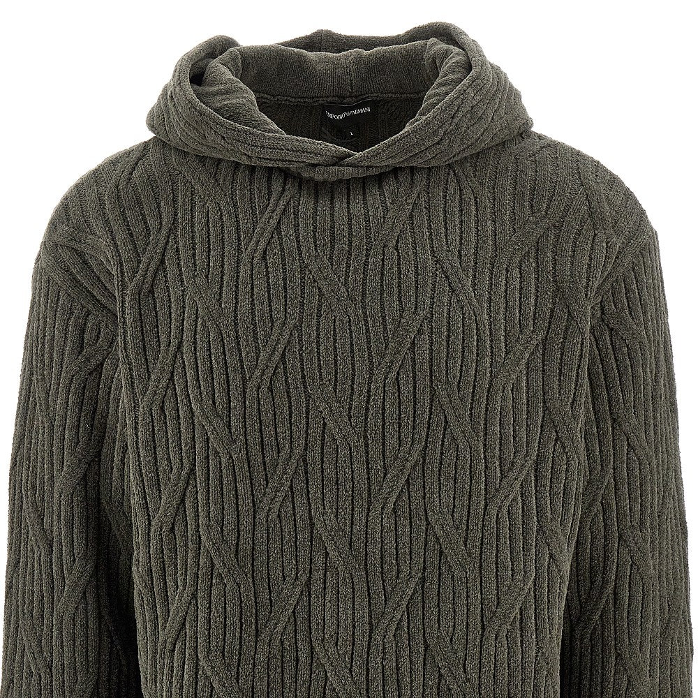 Pullover in misto cotone con cappuccio