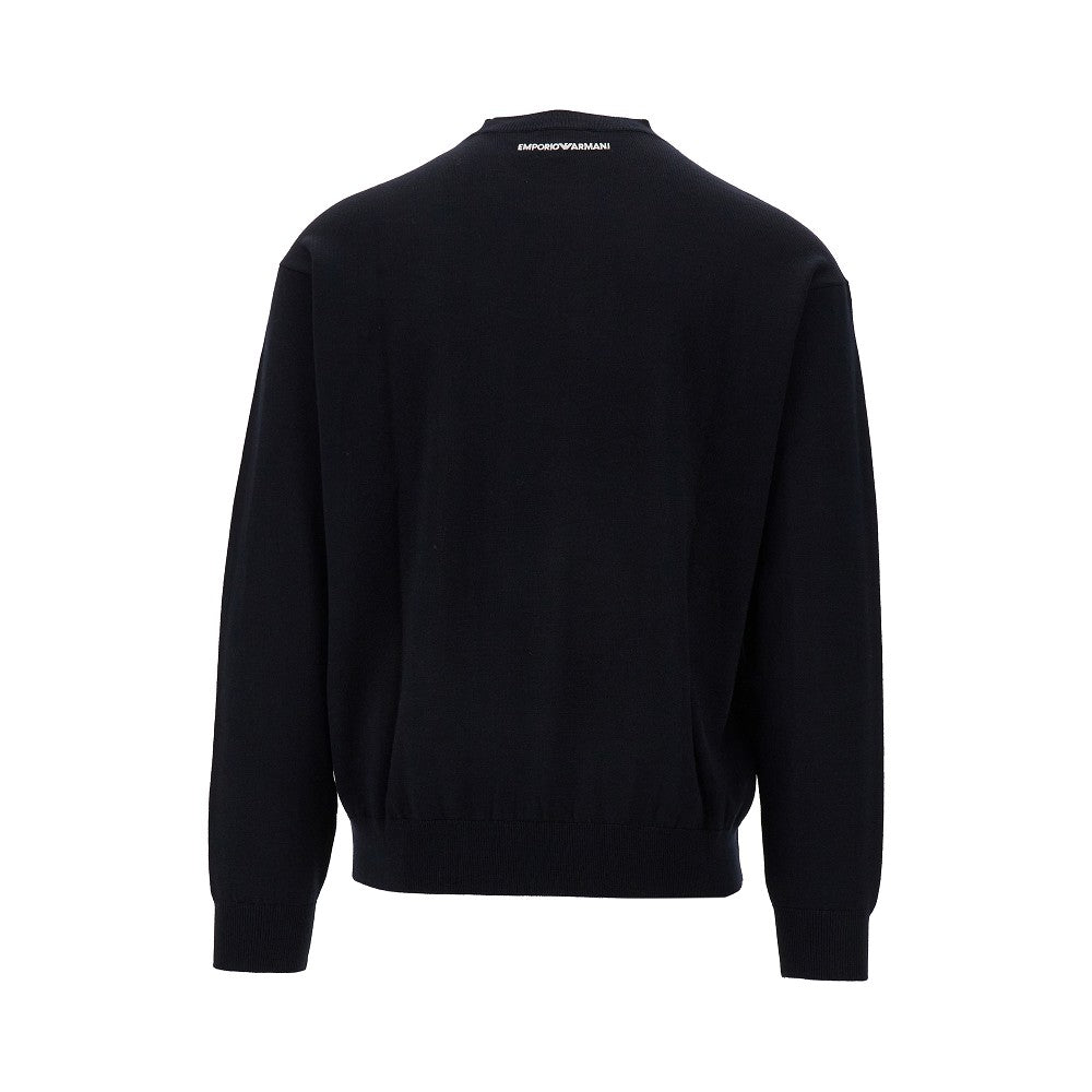 Wool crewneck sweater with embroidery