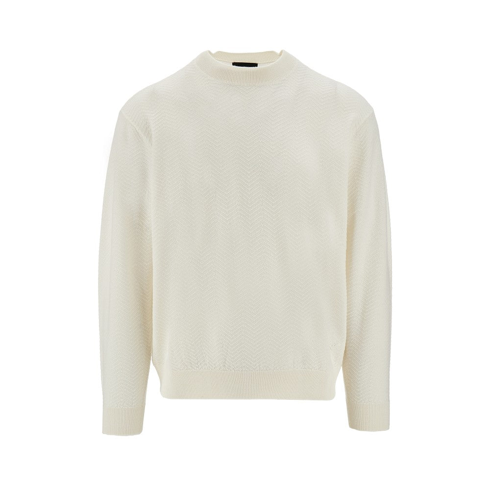 Dolcevita in lana jacquard con logo all-over