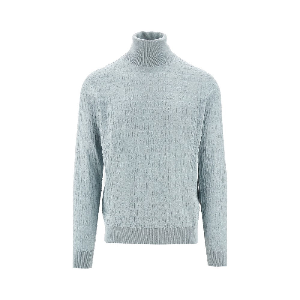 Dolcevita in lana jacquard con logo all-over