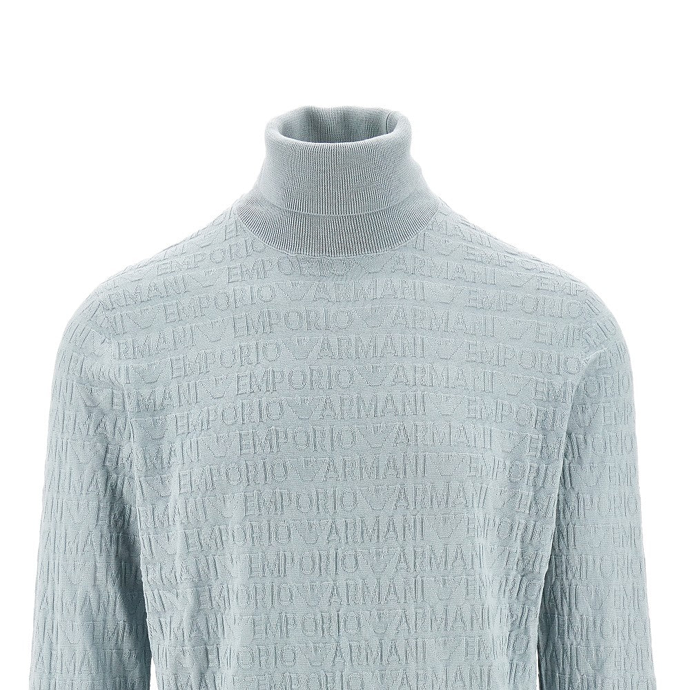 Dolcevita in lana jacquard con logo all-over