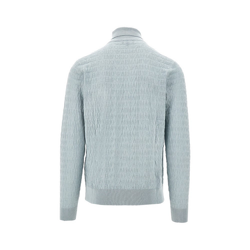 Dolcevita in lana jacquard con logo all-over