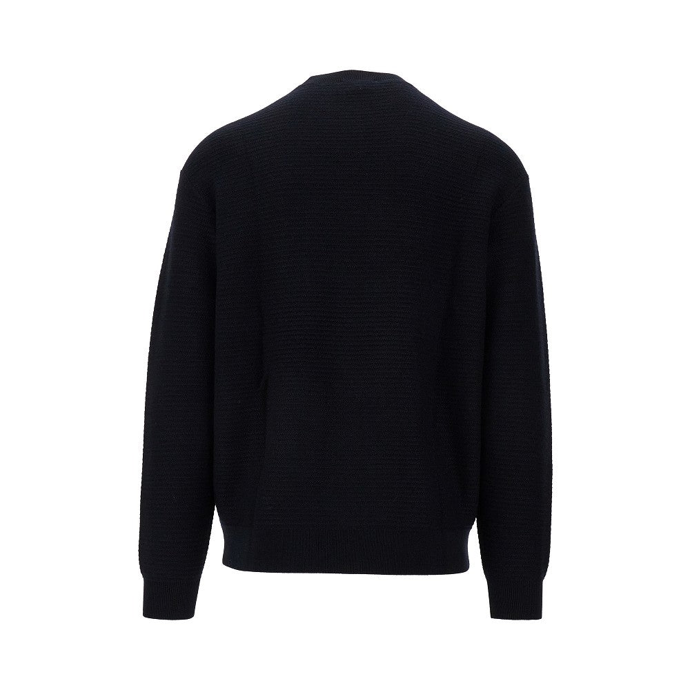 Horizontal ribbed wool crewneck sweater