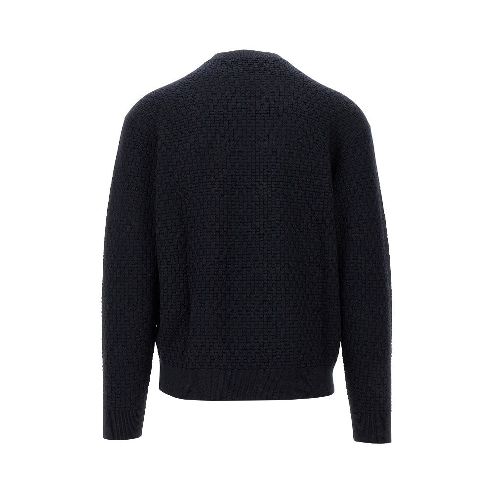 Jacquard wool crewneck sweater