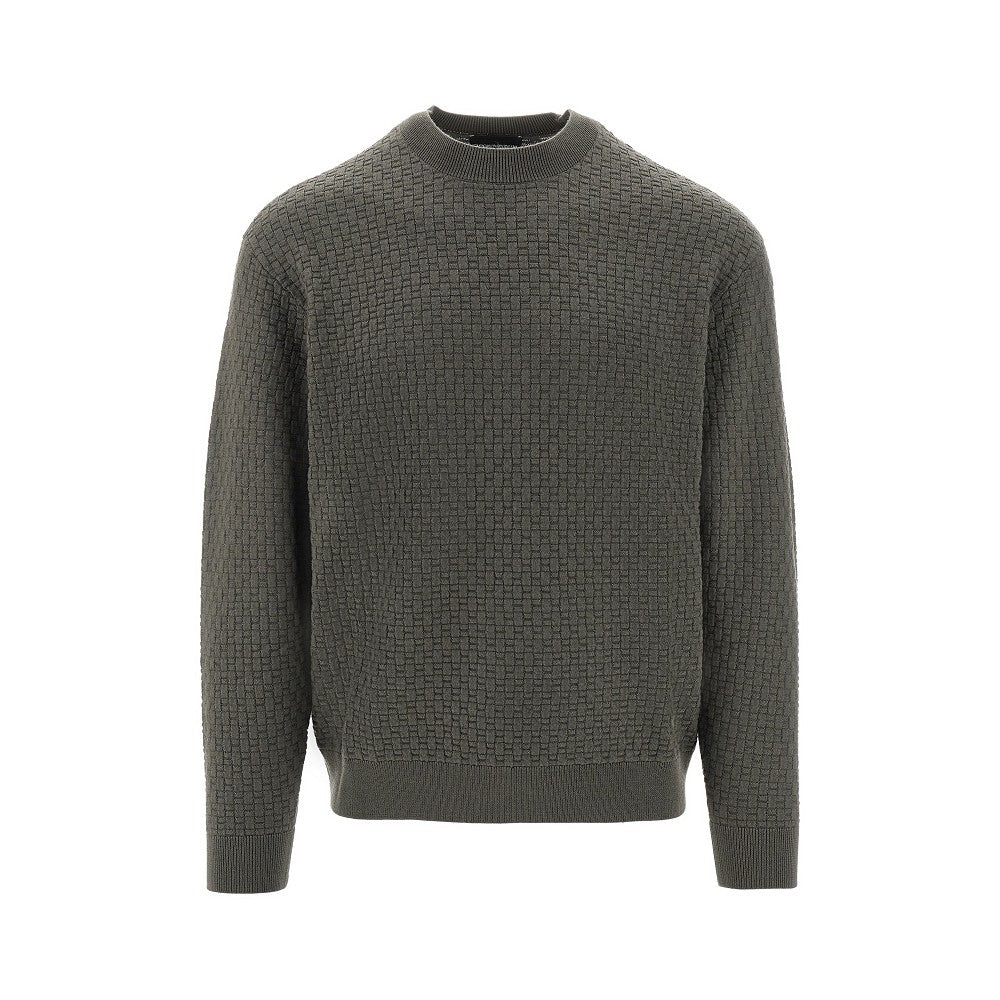 Jacquard wool crewneck sweater