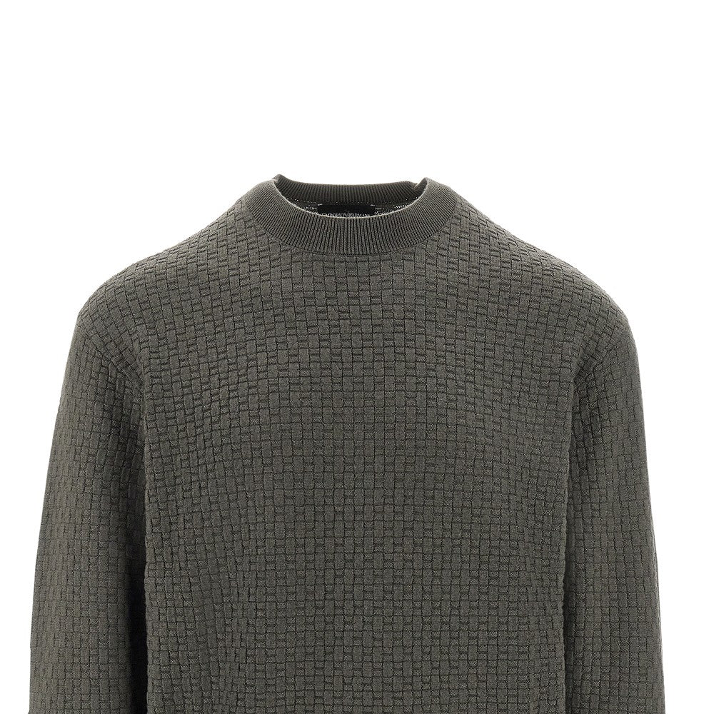 Jacquard wool crewneck sweater