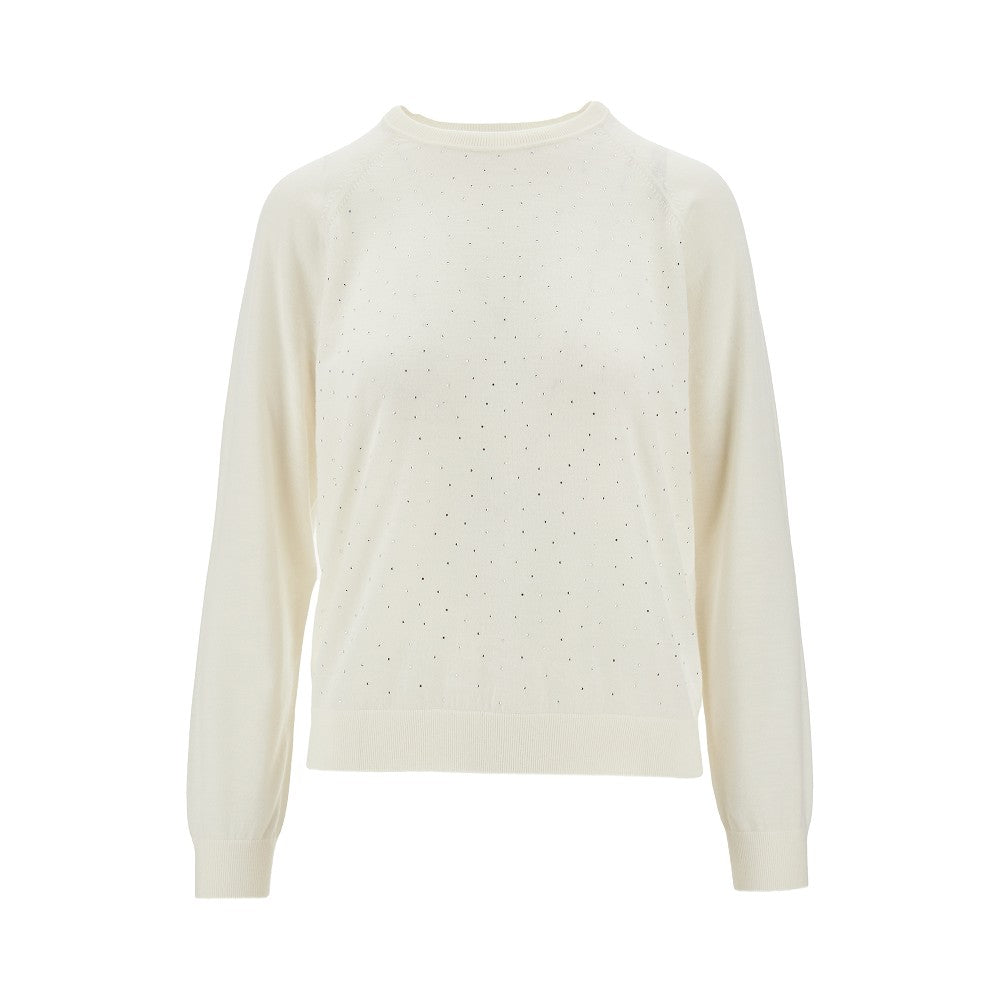 Strass-embellished wool sweater
