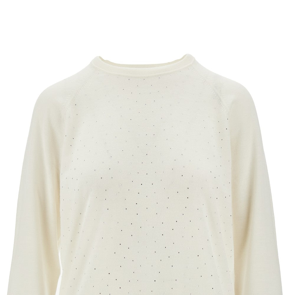 Strass-embellished wool sweater