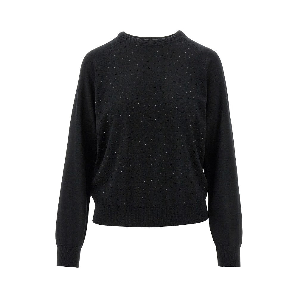 Strass-embellished wool sweater