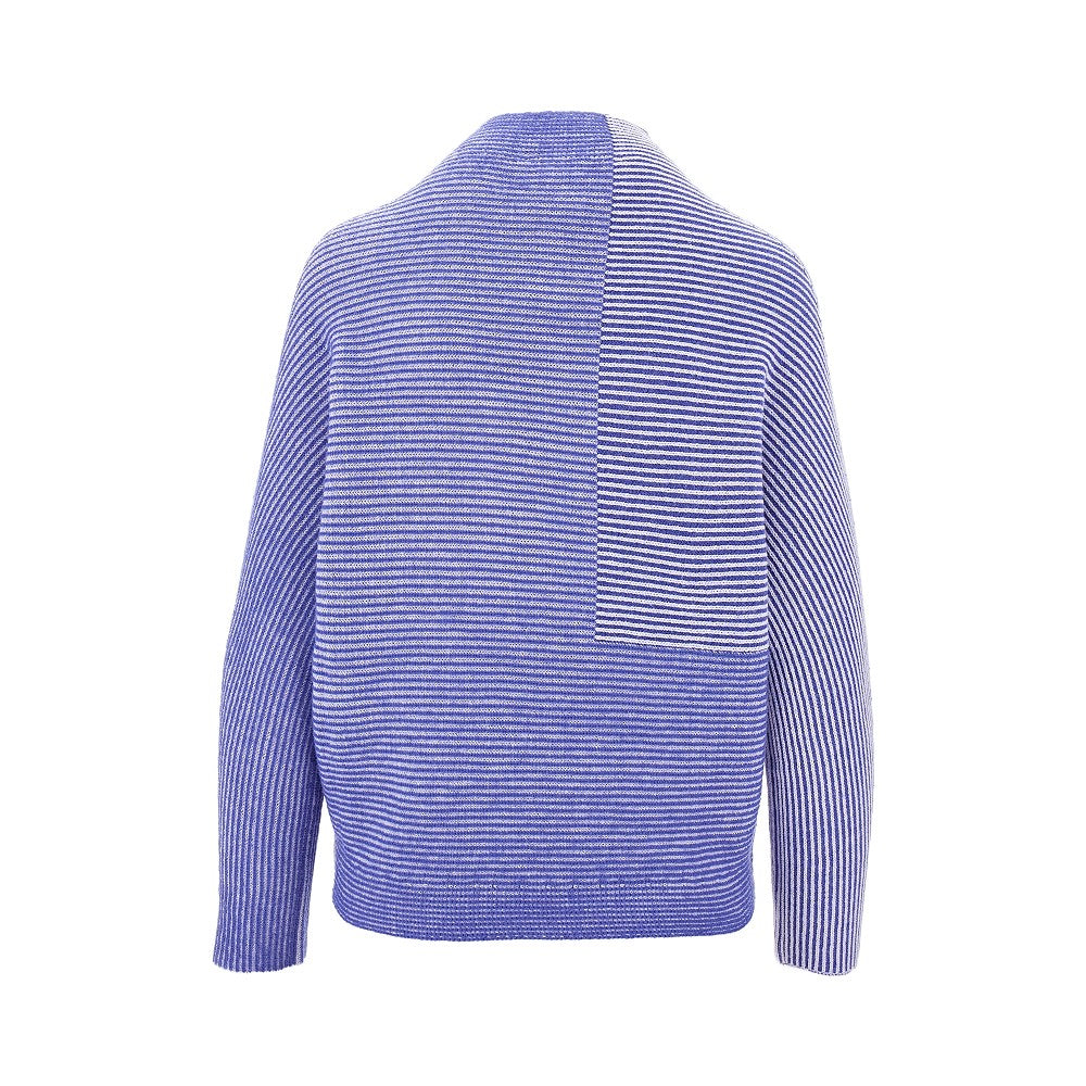 Pullover bicolore a costa inglese