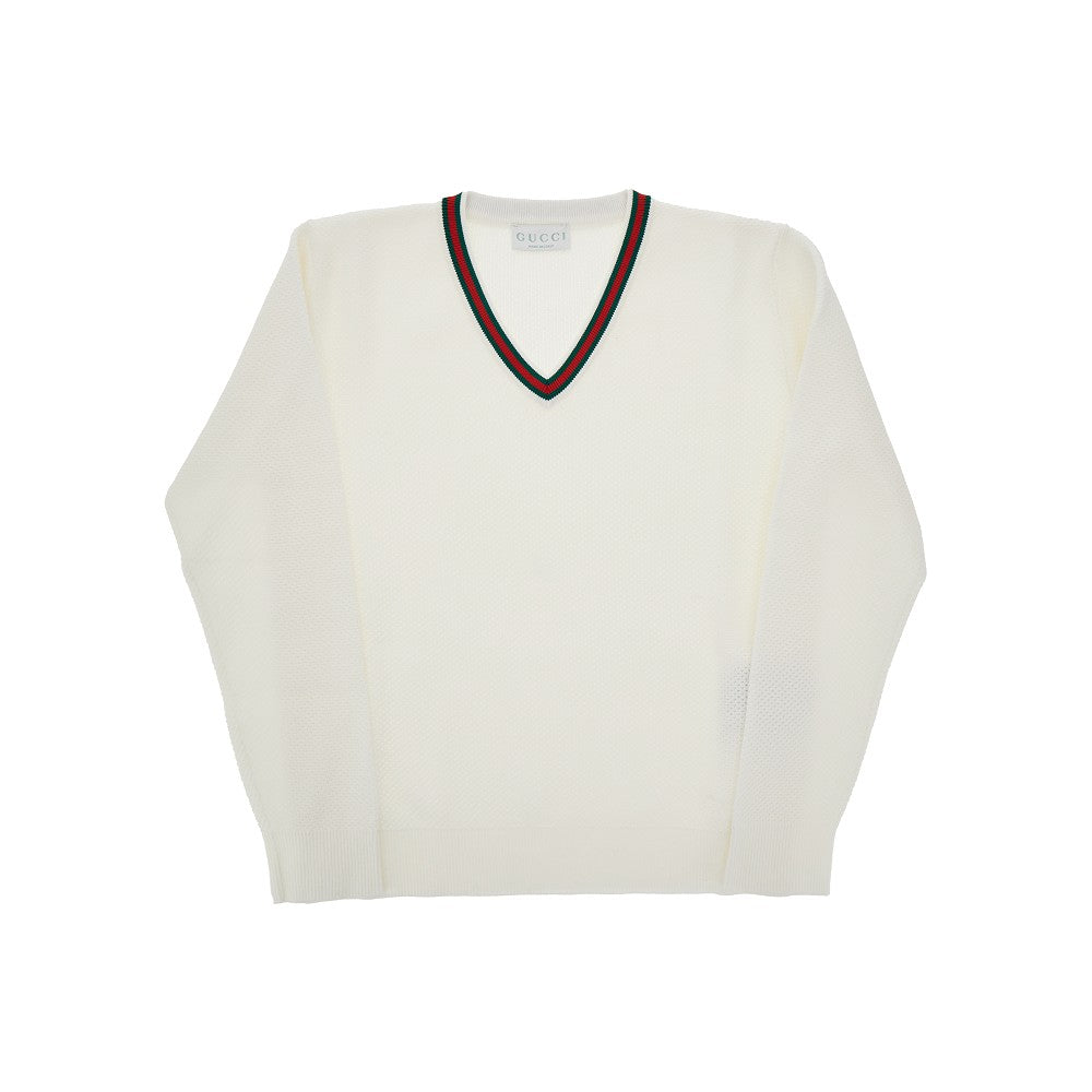 Cotton-blend sweater with Web trim