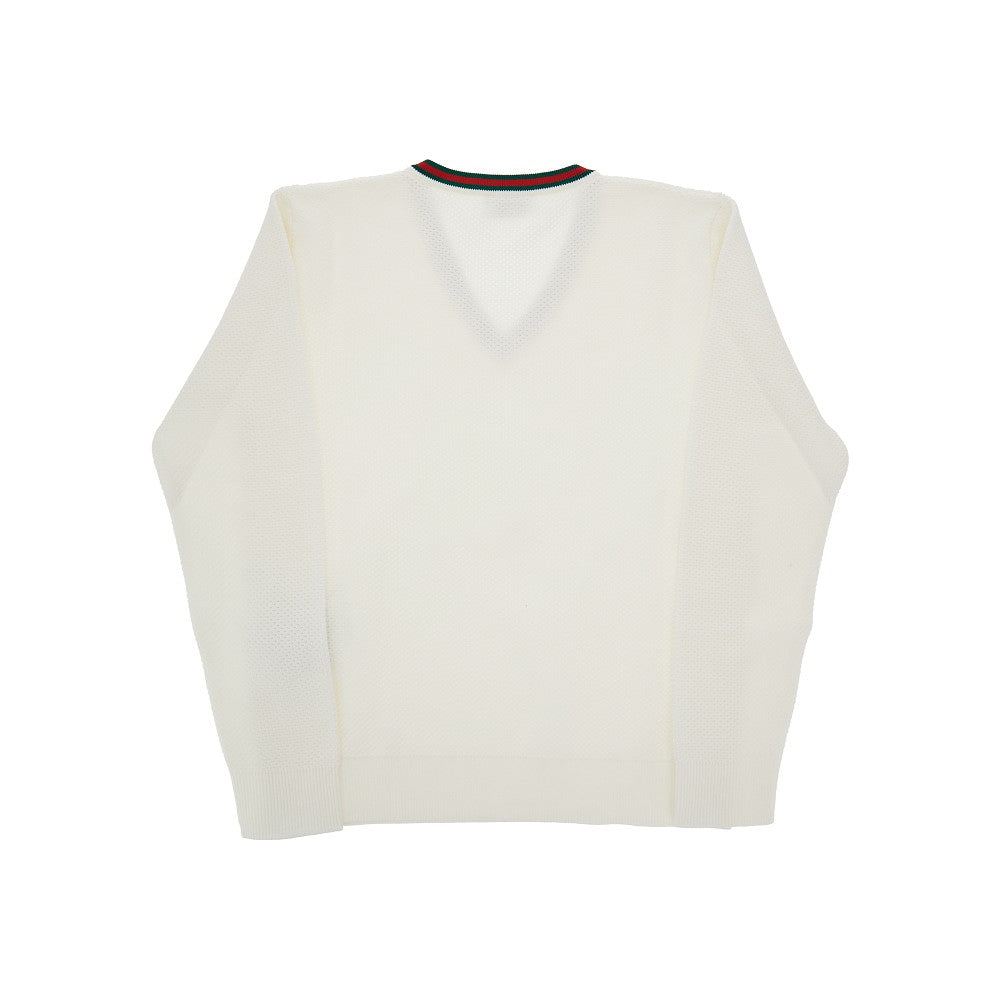 Cotton-blend sweater with Web trim