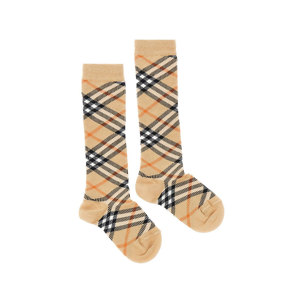 Check cotton-blend socks