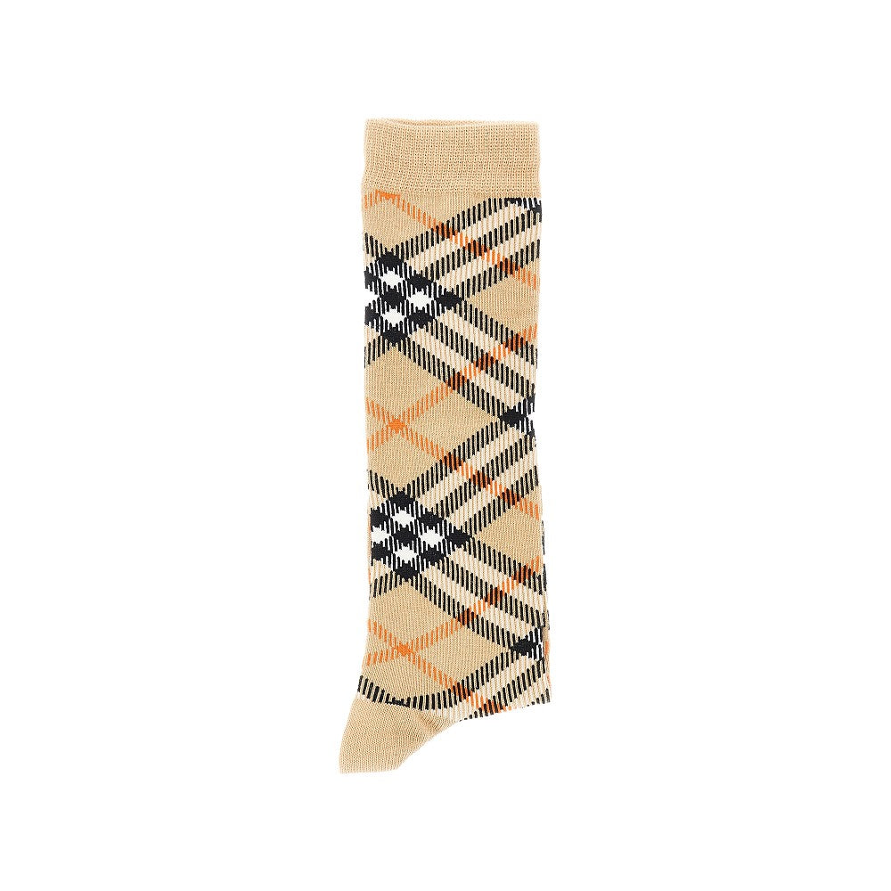 Check cotton-blend socks