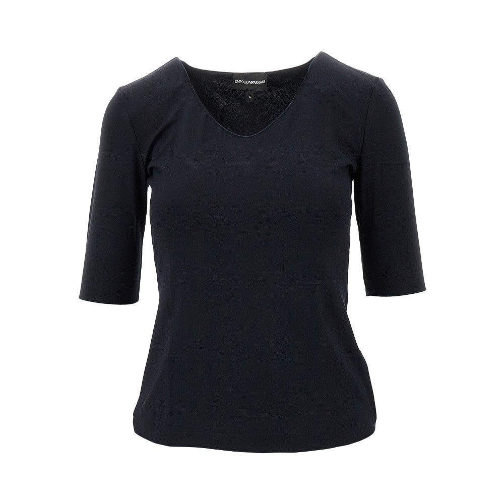 T-shirt con scollo a V in jersey di viscosa