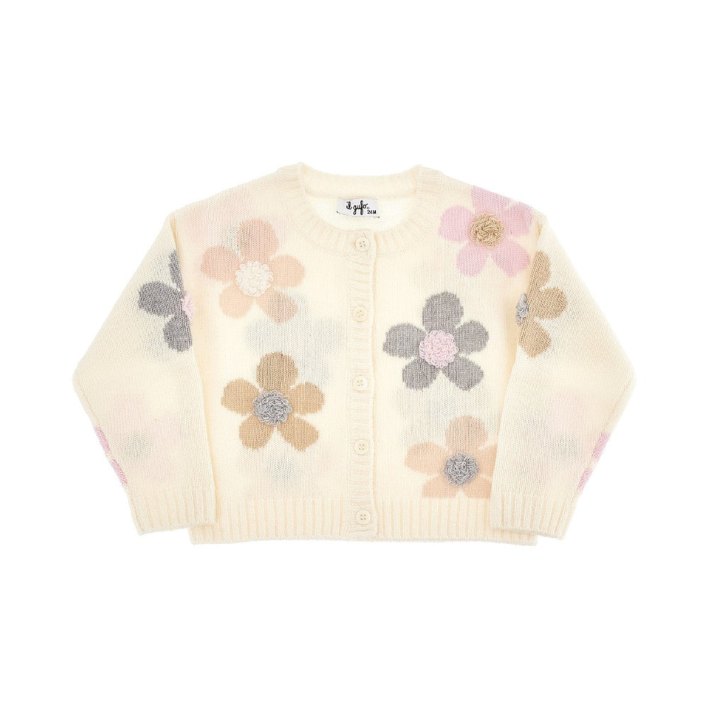 Cardigan in lana con motivo floreale