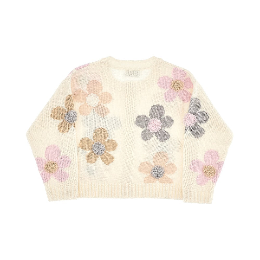 Cardigan in lana con motivo floreale