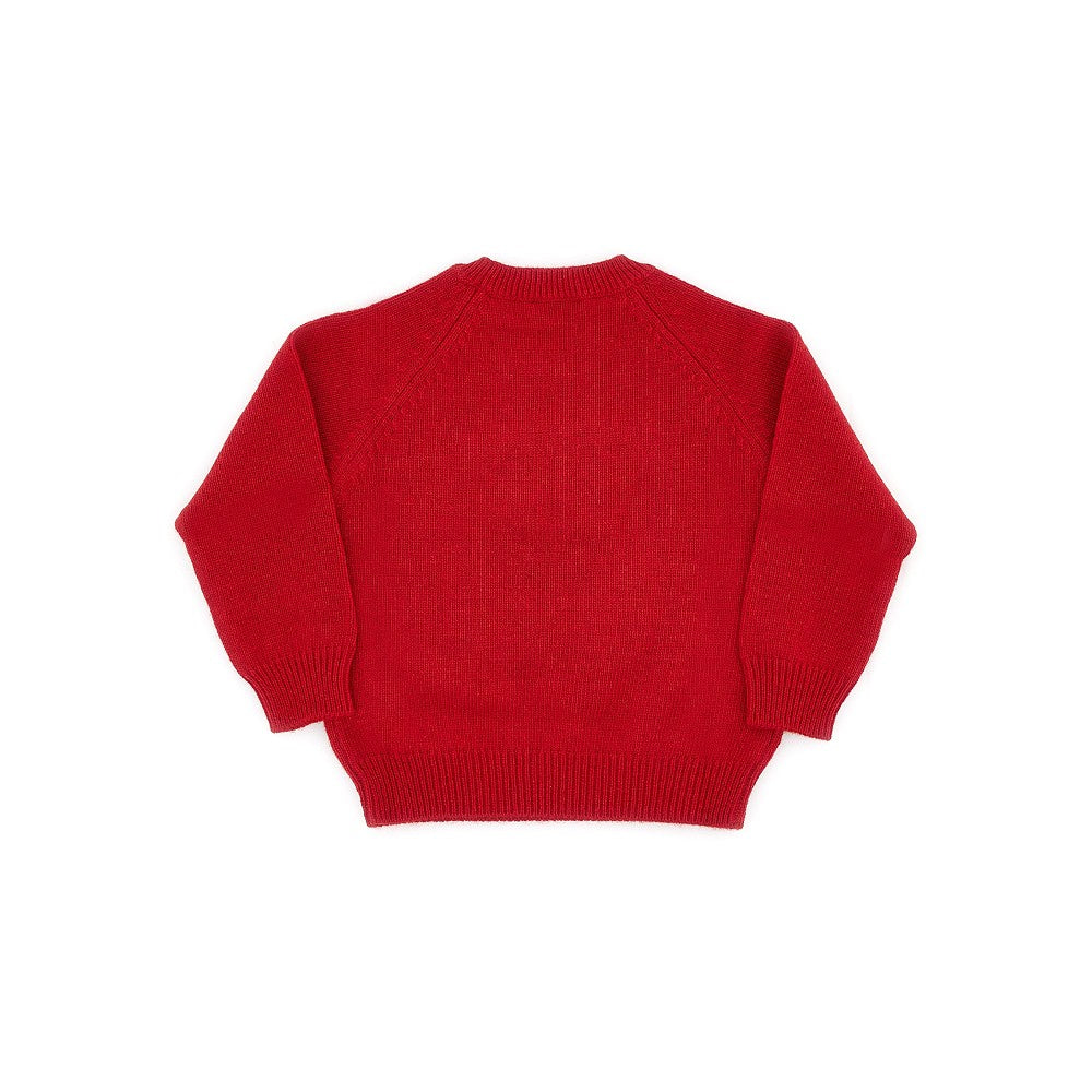 Pullover in lana con ricamo orsetto