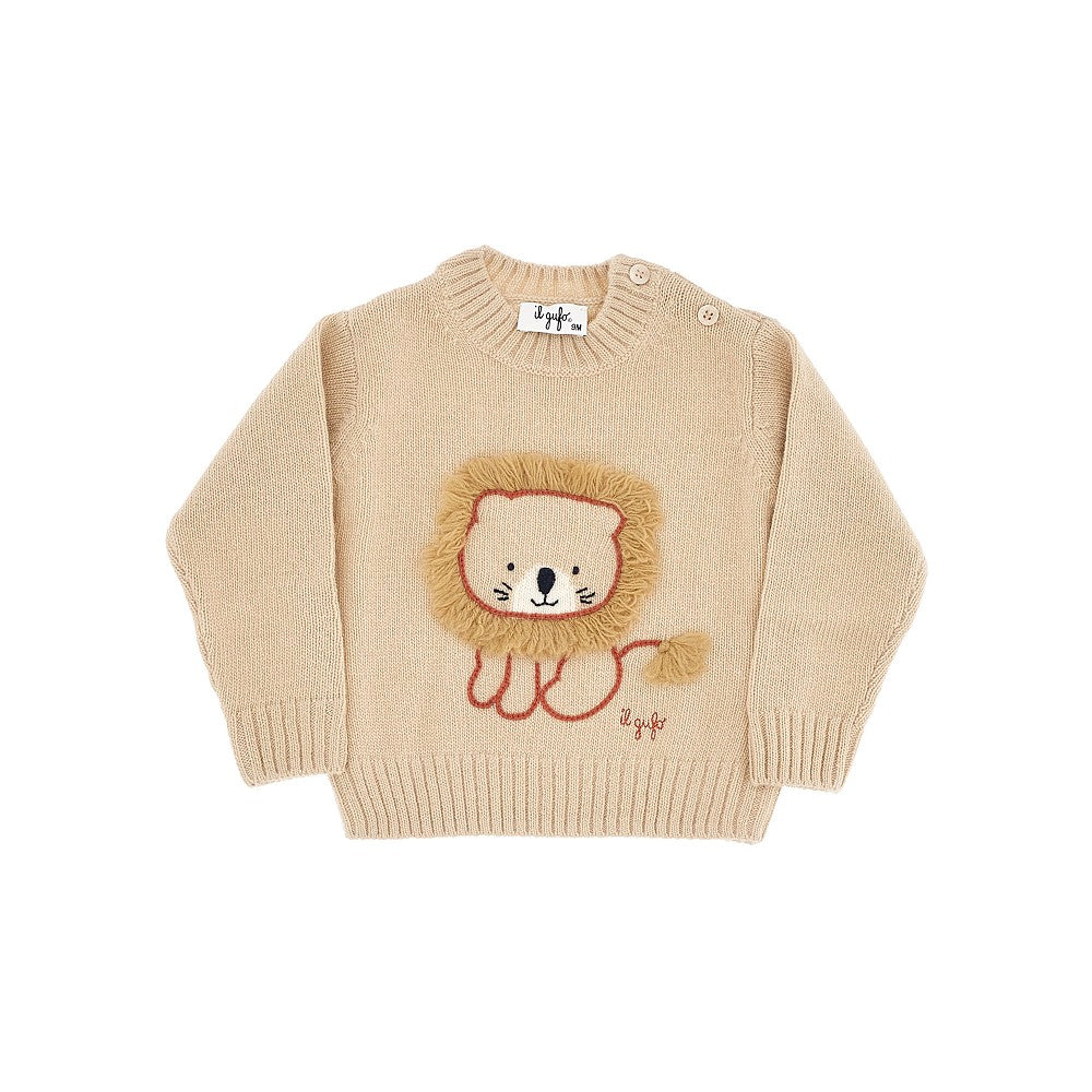 Lion embroidery wool sweater