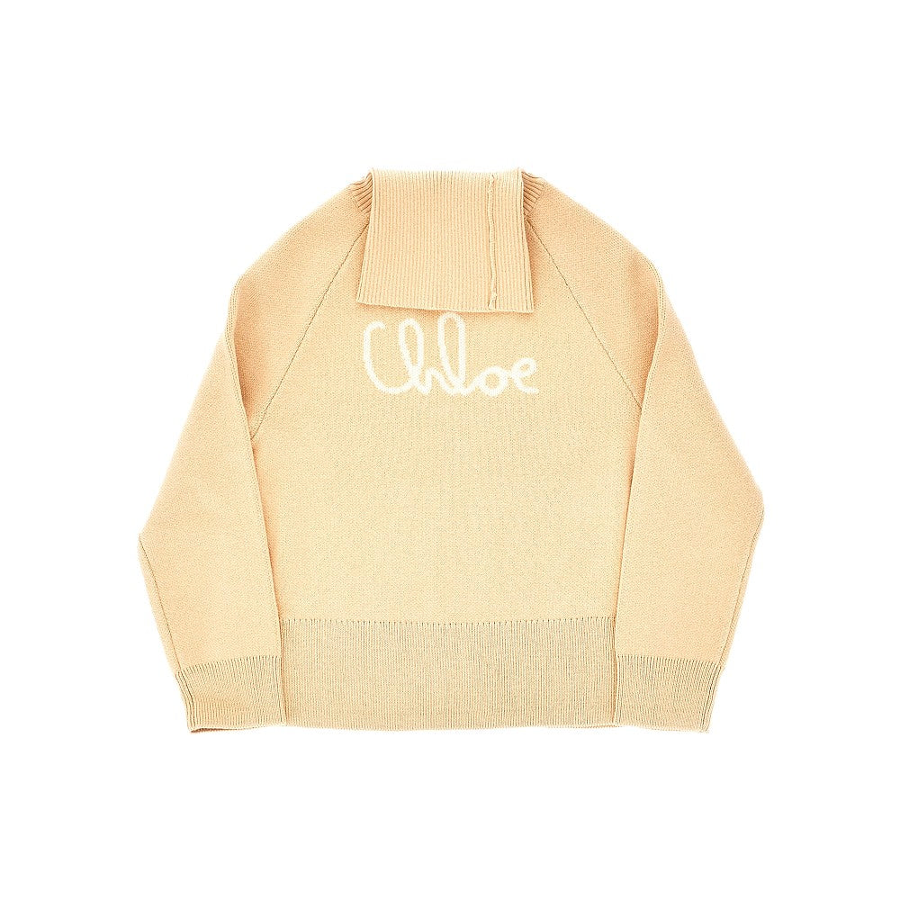 Cotton and wool blend knitted turtleneck