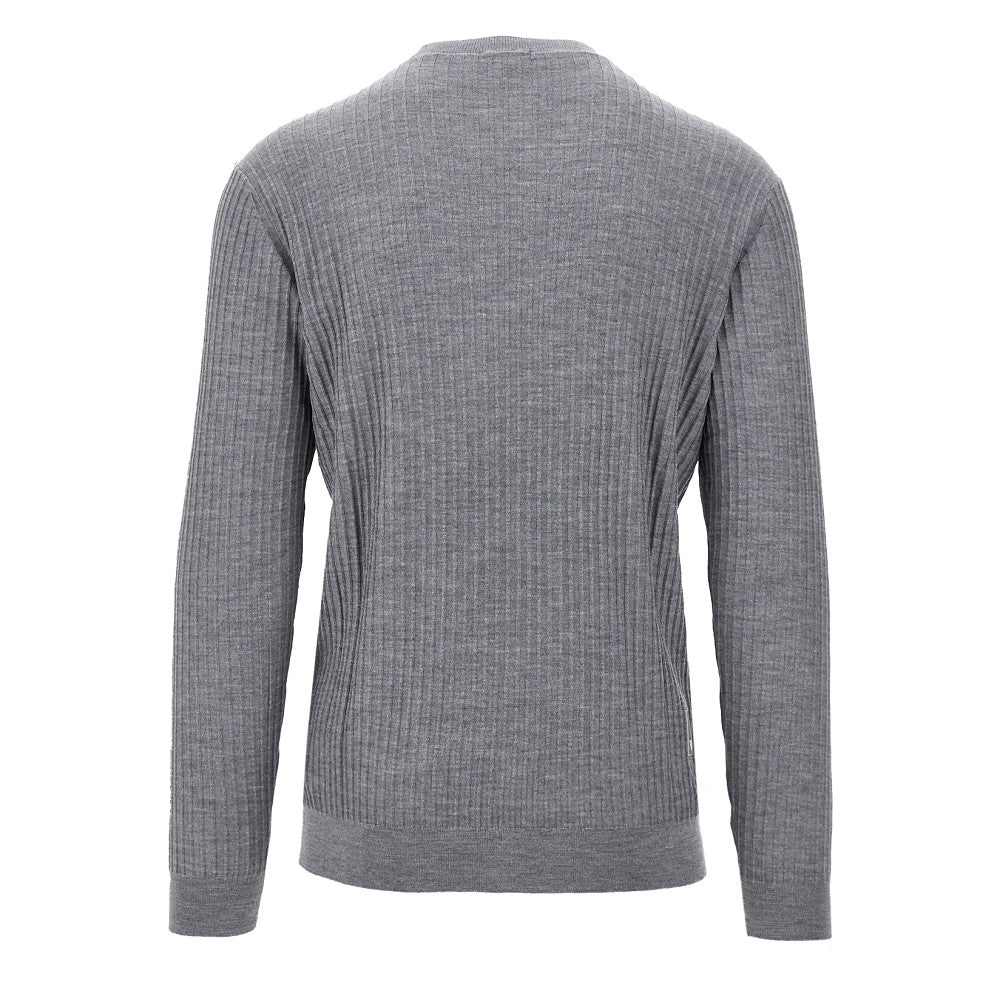 Pullover in lana effetto intercosta