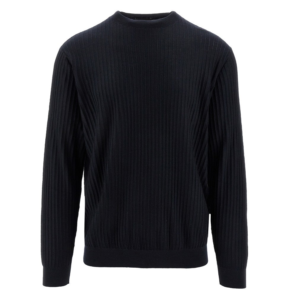 Inside-out ribbed wool sweater
