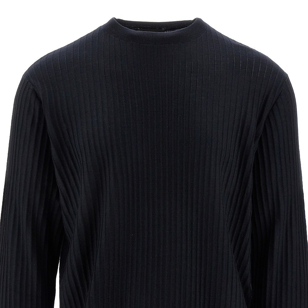 Inside-out ribbed wool sweater