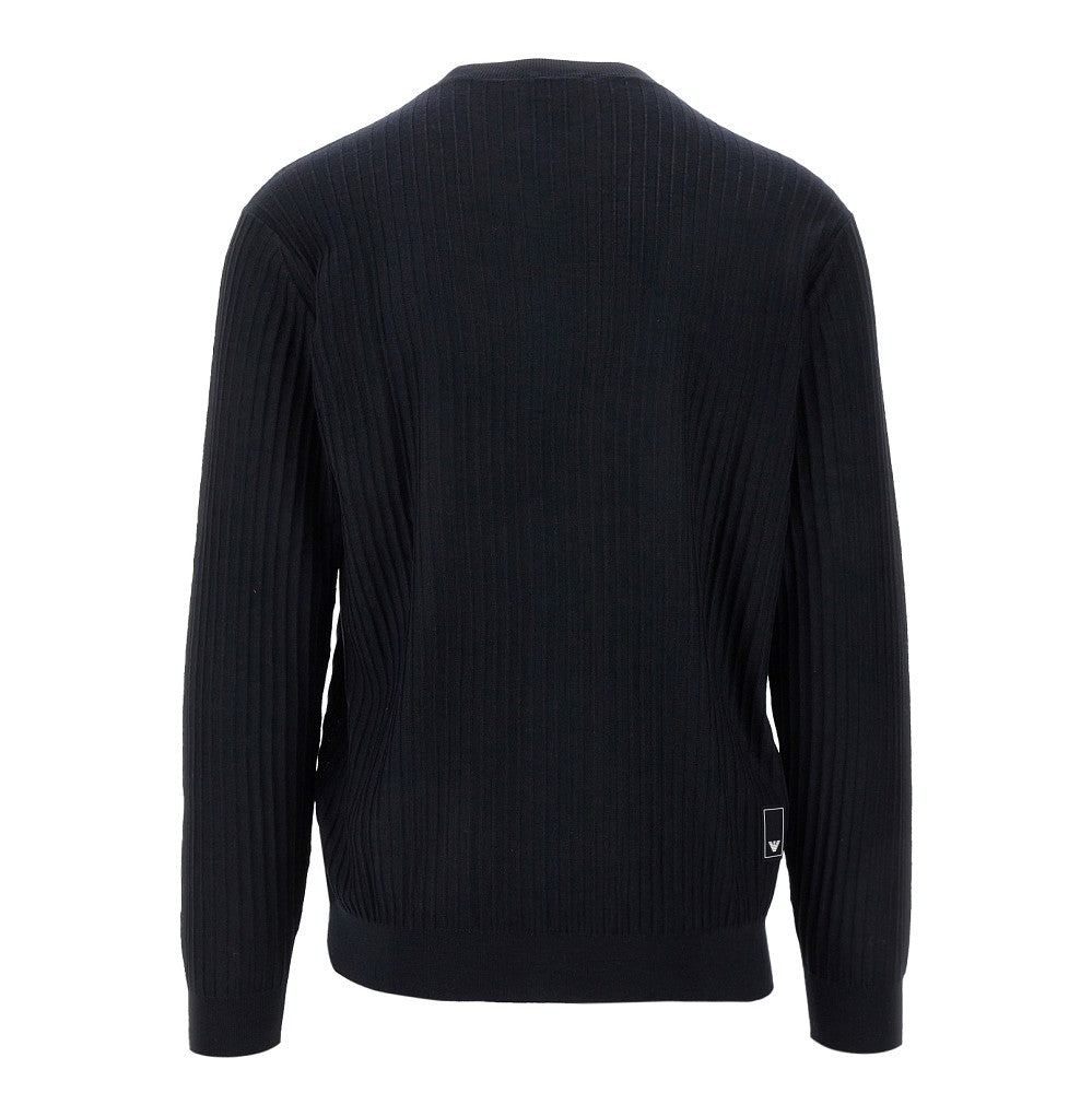 Pullover in lana effetto intercosta