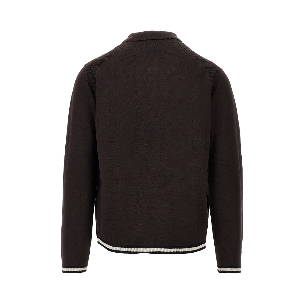 Pullover polo con zip in lana vergine