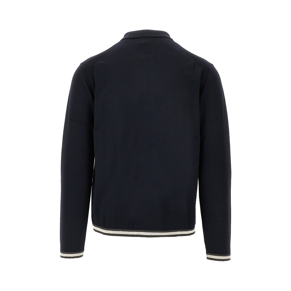 Pullover polo con zip in lana vergine