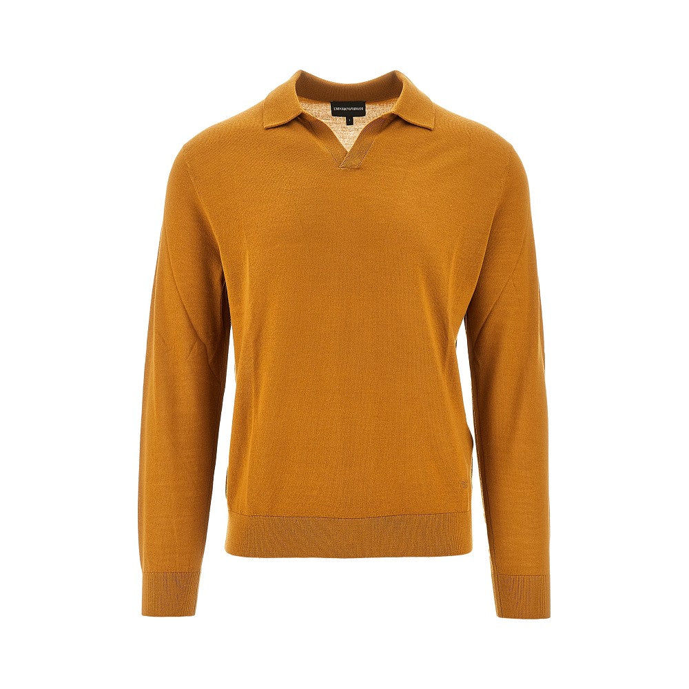 Virgin wool sweater with polo collar