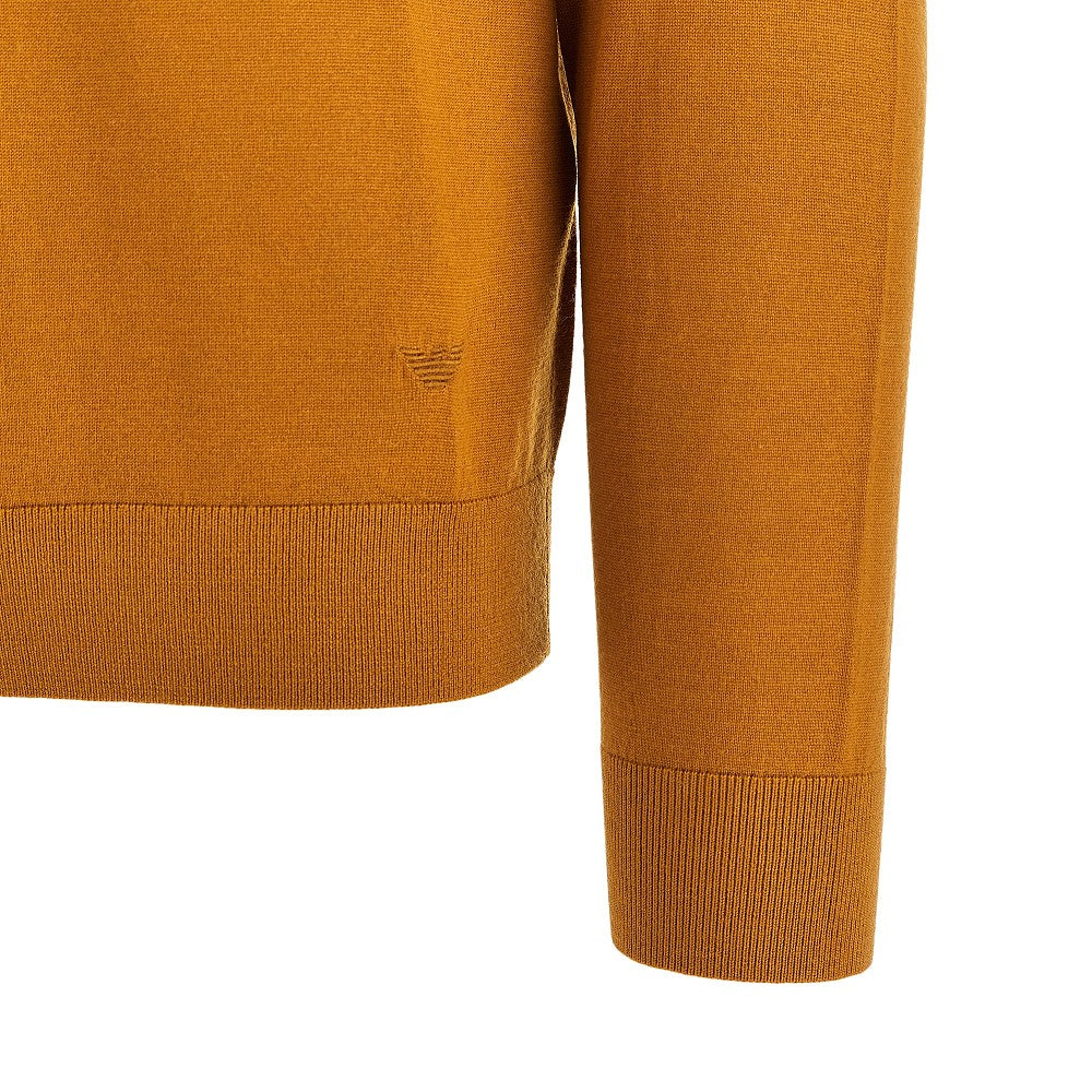 Virgin wool sweater with polo collar