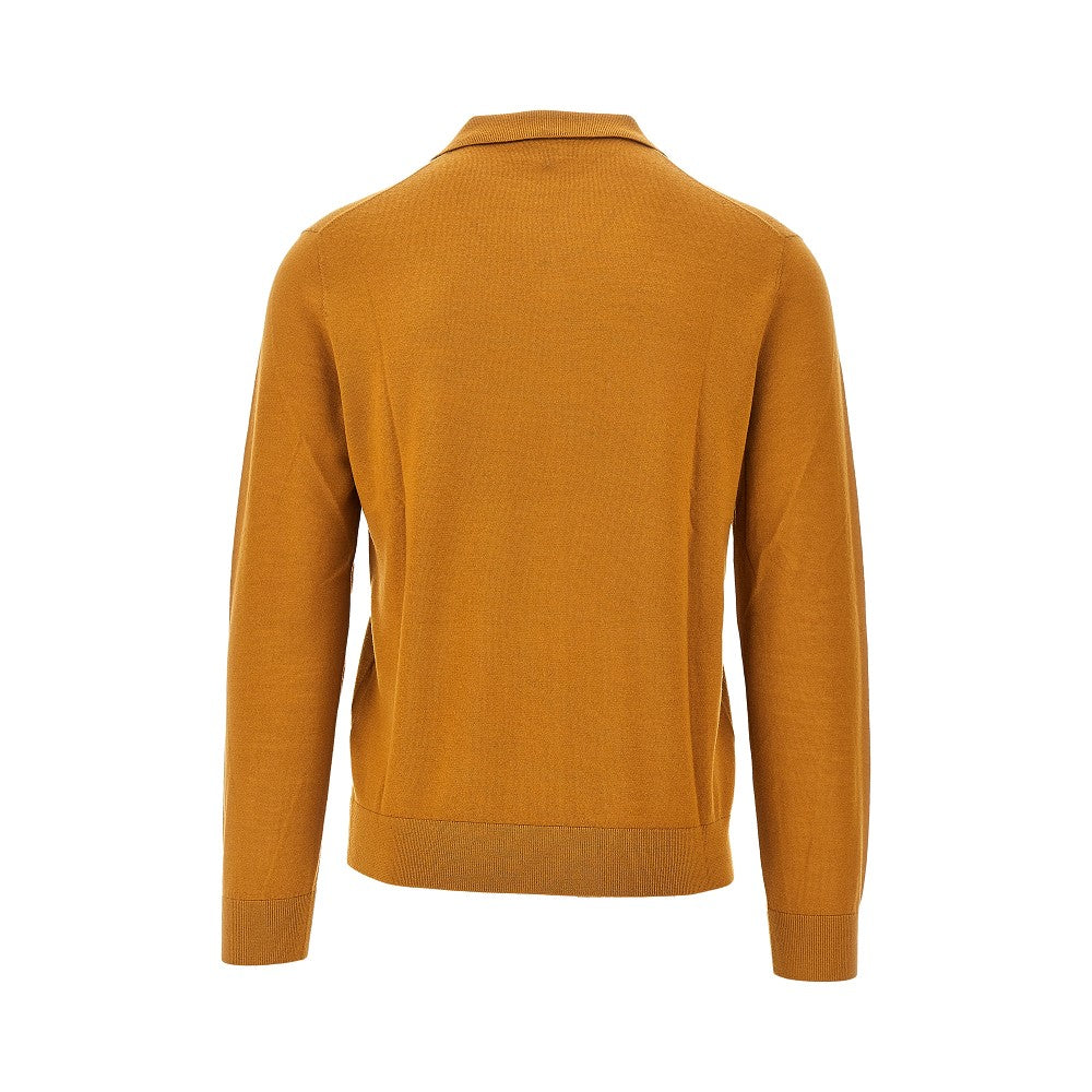 Virgin wool sweater with polo collar