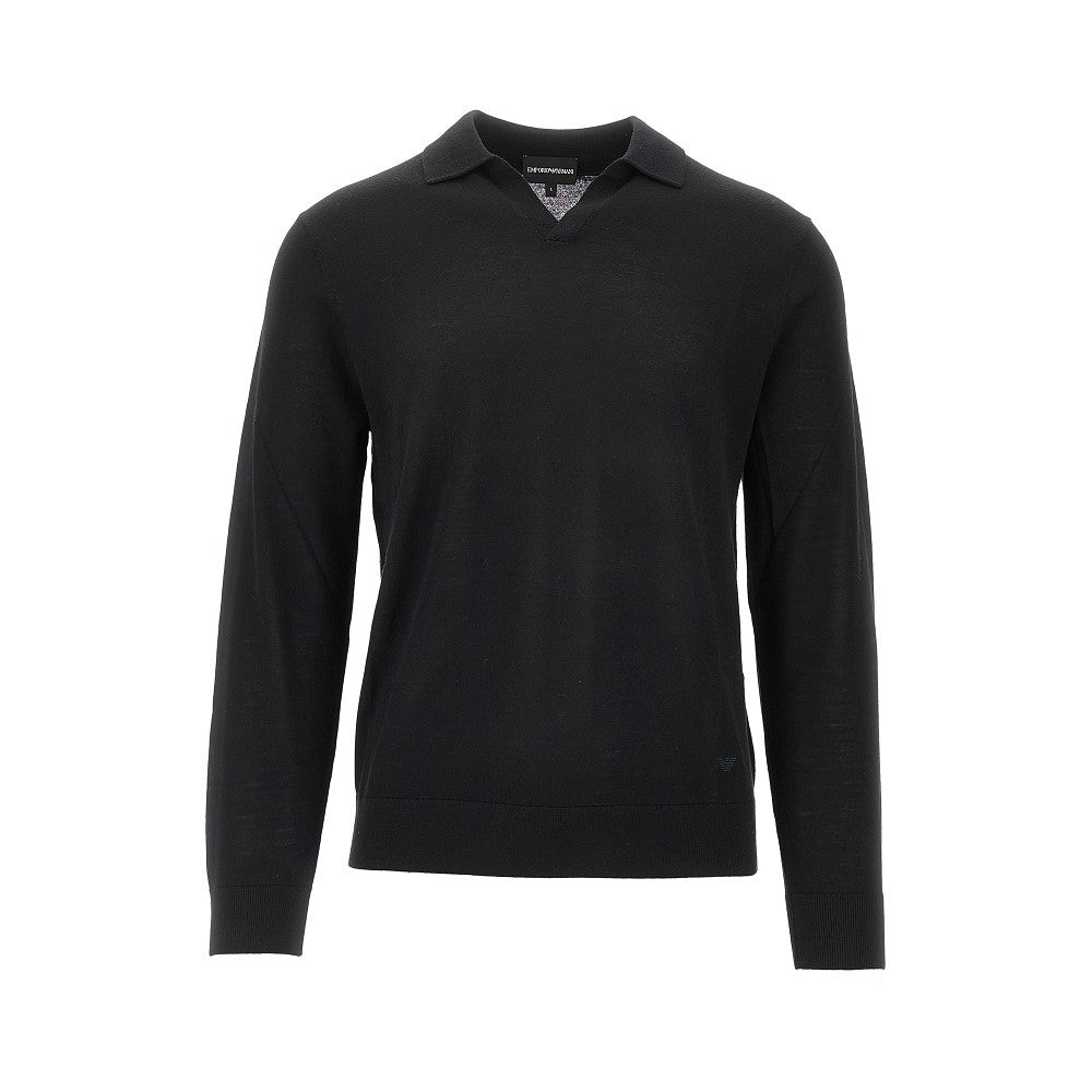 Virgin wool sweater with polo collar